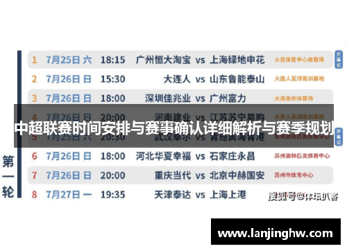 中超联赛时间安排与赛事确认详细解析与赛季规划