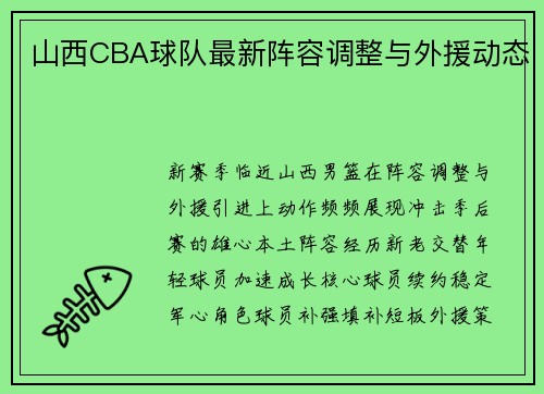 山西CBA球队最新阵容调整与外援动态